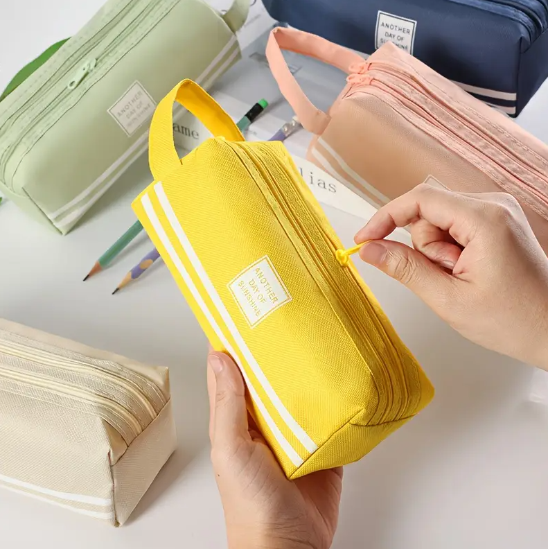 Пенал з 2 відділеннями, бежевий, фото 1