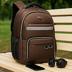 Міський рюкзак з USB портом 47х32х15см, Biaowang, Коричневий / Рюкзак туристичний / Чоловічий рюкзак