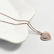 Кольє позолочене срібло з підвісками сердечками під гравіювання і цирконами