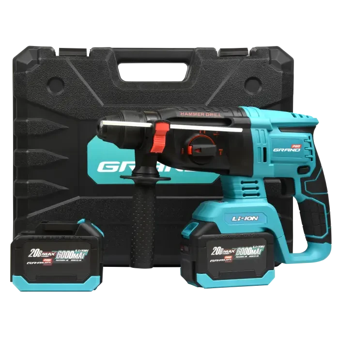Акумуляторний перфоратор Grand ПА-20/26 BL (BRUSHLESS) 2 АКБ 6 Аг + зарядний пристрій, кейс, фото 1