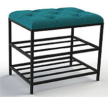 Банкетка для взуття 50см. велюр бірюзовий, каркас чорний