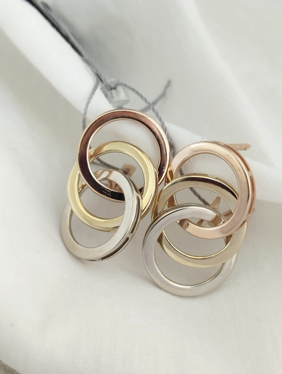 Золоті сережки круги 3 в 1