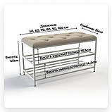 Банкетка для взуття 60см. велюр червоний, каркас чорний, фото 8