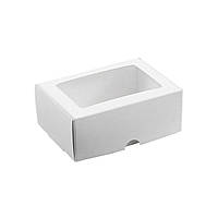 Коробка картонна самозбірна 140*100*55 мм з віконцем, біла