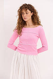 Жіночий лонгслів у рубчик зі швами навиворіт у різних кольорах