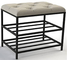 Банкетка для взуття 50см. велюр бежевий, каркас чорний