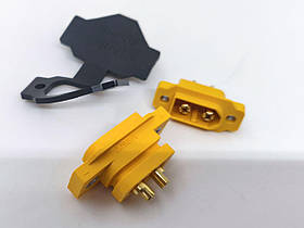 Роз'єми живлення Amass XT60E, 500В, 60А, 2-х контактні, комплект (штекер+гніздо), AWG12, жовті