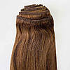 Натуральне Європейське Волосся на Заколках 50 см 160 грам, Шоколад №04, фото 5