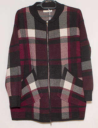 Кардиган кофта бордо на блискавці жіночій 2XL/3XL, фото 2