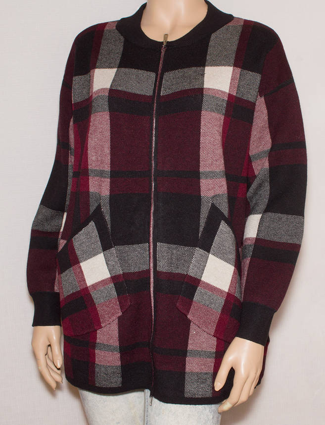 Кардиган кофта бордо на блискавці жіночій 2XL/3XL, фото 1