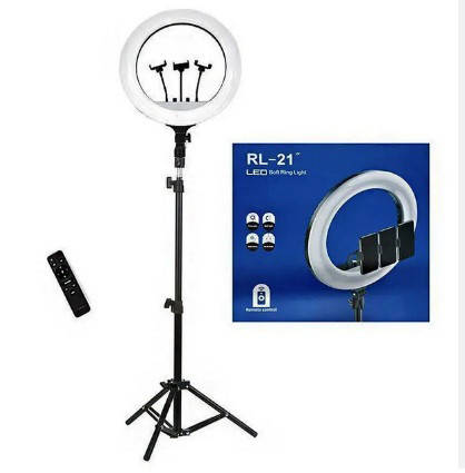 Кільцева LED лампа для студійного освітлення Ring RL-21 з пультом та штативом, фото 1