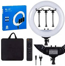 Кільцева LED лампа для студійного освітлення Ring RL-21 з пультом та штативом, фото 2