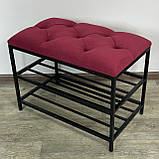 Банкетка для взуття 60см. велюр червоний, каркас чорний, фото 3