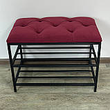 Банкетка для взуття 60см. велюр червоний, каркас чорний, фото 4