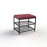 Банкетка для взуття 60см. велюр червоний, каркас чорний, фото 7