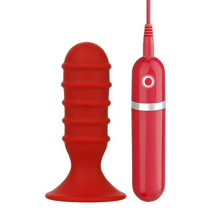 Анальна пробка з вібрацією Dream Toys Menzstuff Ribbed Torpedo, червона, фото 1