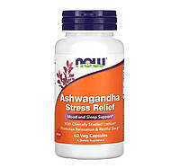 Ашвагандха, Ashwagandha Stress Relief, Now Foods, для зняття стресу, 60 вегетаріанських капсул (NOW-02375)