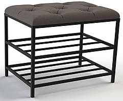 Банкетка для взуття 50см. велюр сіро-коричневий, каркас чорний