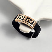 Каблучка з чорного каучуку із золотом та орнаментом 0.70