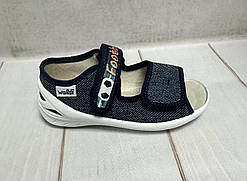 Дитячі тапочки на хлопчика текстильні Waldi Валді Адам для садка сині 28-29