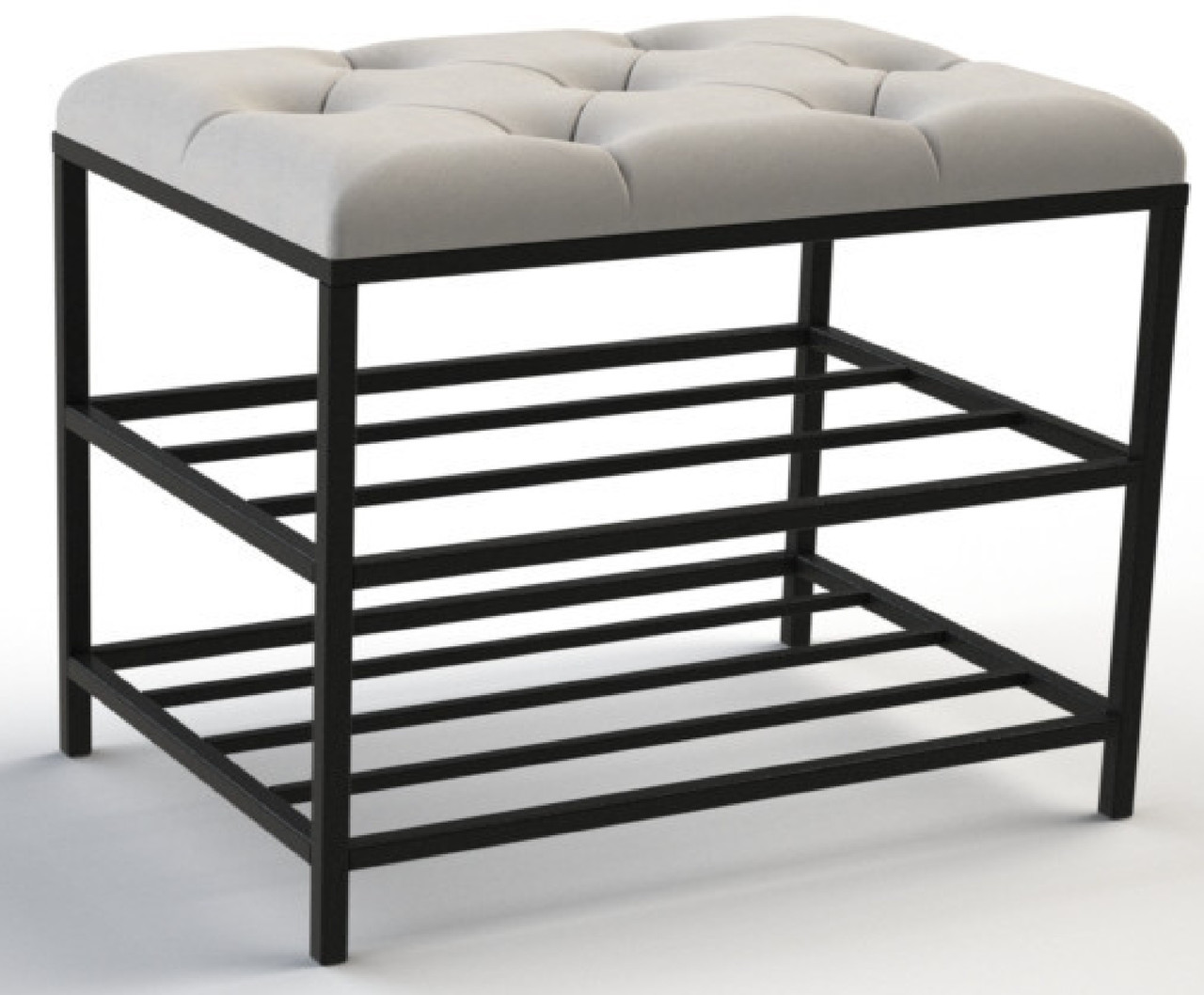 Банкетка для взуття 50см. велюр світло-сірий, каркас чорний, фото 1