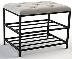 Банкетка для взуття 50см. велюр світло-сірий, каркас чорний