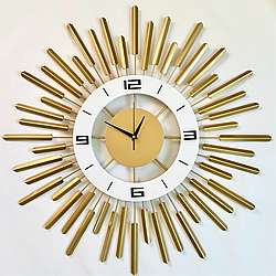 Безшумний гарний годинник на стіну (70 cм) в спальню вітальню "Пульсар-G" NC золотистий