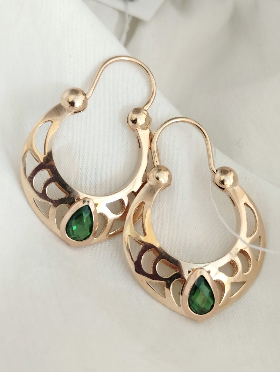 Золоті сережки європейські з цирконієм