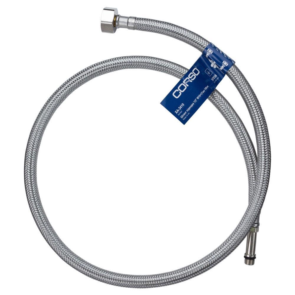 Шланг підводка для води 1/2" М10×37мм 100см CORSO XA-3410 (9690670), фото 1