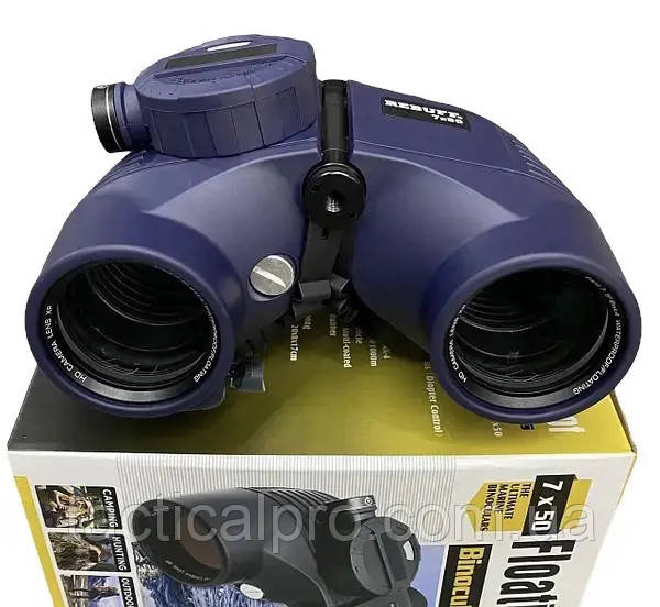 Бінокль REBUFF 7x50, вбудований компас, далекомірна сітка з підсвічуванням, покращений блок компаса, фото 1