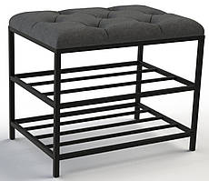 Банкетка для взуття 50см. велюр сірий, каркас чорний