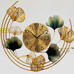 Безшумний гарний годинник на стіну (60х50 cм) в спальню вітальню "Гармонія-G" NC золотистий
