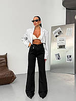 Базові чорні джинси жіночі кльош 34 36 38 40