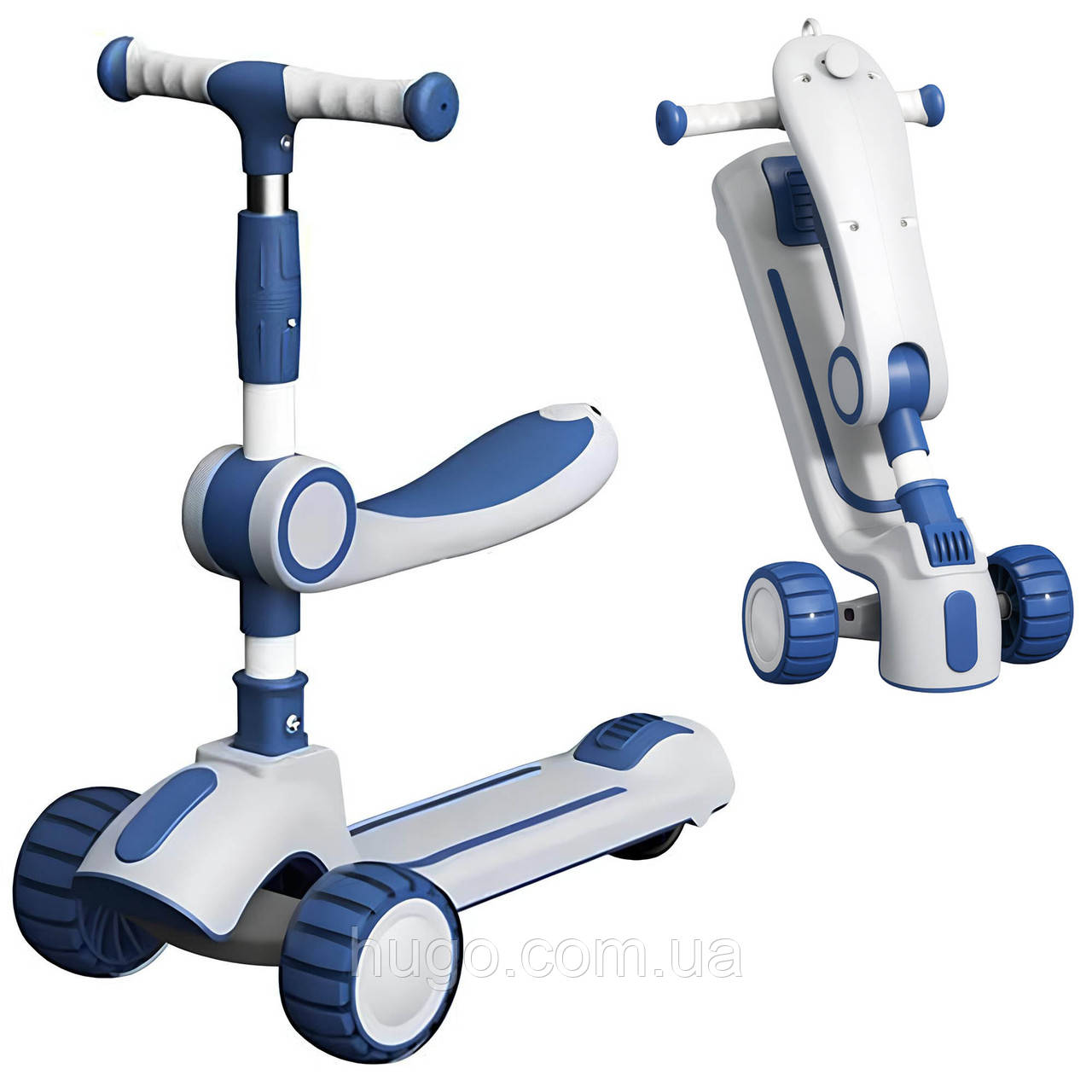 Дитячий триколісний самокат з колесами, що світяться / Самокат беговел / Самокат з сидінням / Самокат для дітей, фото 1