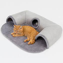 Ігровий тунель-лежанка для котів, 85х70см / Ігровий тунель для котів / Будиночок тунель для котів