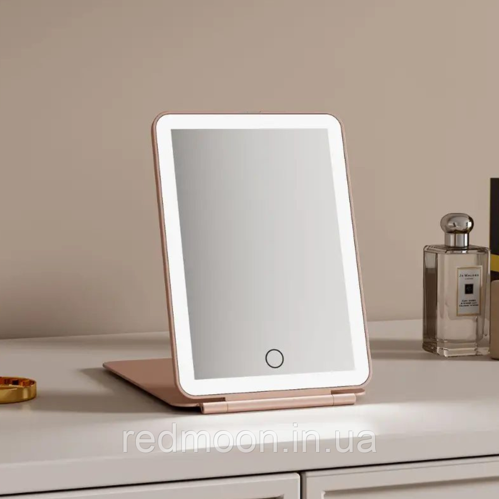 Дзеркало для макіяжу з підсвічуванням, 19.2*13*1.3 см, від USB, HB-4 / Настільне LED люстерко / Сенсорне дзеркало, фото 1