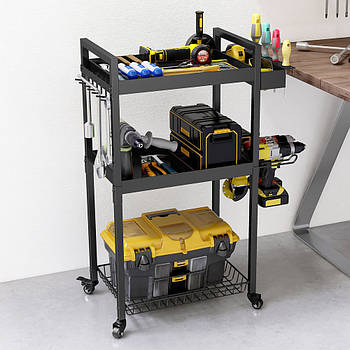 Візок для інструментів органайзер 3 рівні, 86х61x31см, MZY-857 / Пересувний органайзер для інструментів