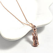 Кольє позолочене з підвіскою лялькою мотанкою і цирконами