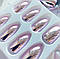 Накладні нігті 24 шт. дзеркальні, світло-рожеві + клейові стики для нігтів, типси мигдаль для манікюру, фото 3