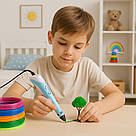 Набір 3D-ручка з трафаретами та планшетом, від мережі, 3DPEN-6, Синій / Дитяча 3д ручка / Набір для творчості, фото 2