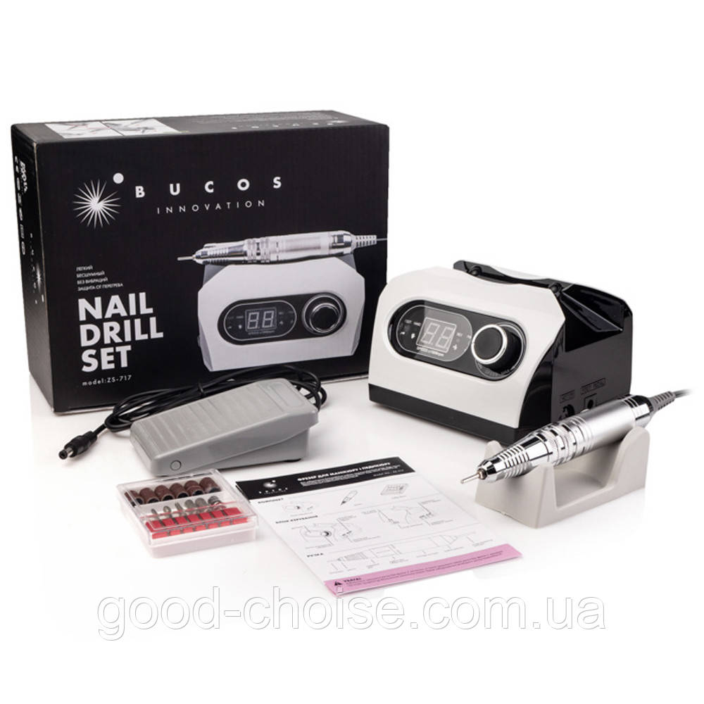 Фрезер на 65 Вт 35000 об/хв BUCOS ZS-717 PROFESSIONAL / Професійний фрезер для манікюру та педикюру, фото 1