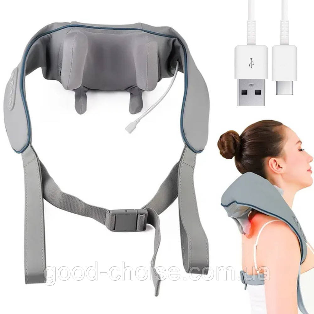 Масажер для шиї, спини та тіла з підігрівом / Електричний масажер для тіла / Роликовий масажер, фото 1