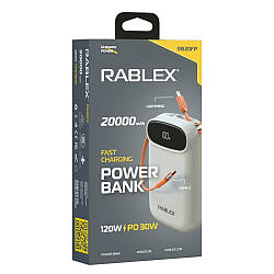 Повербанк Rablex RB20FP, 20000mAh, Lightning, Type-C, Быстрая зарядка, 120W, PD30W