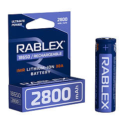 Акумулятор Rablex 18650, 2800 mAh, IMR, Li-ION, 30A, 3.7V, ВИСОКОТОВИЙ