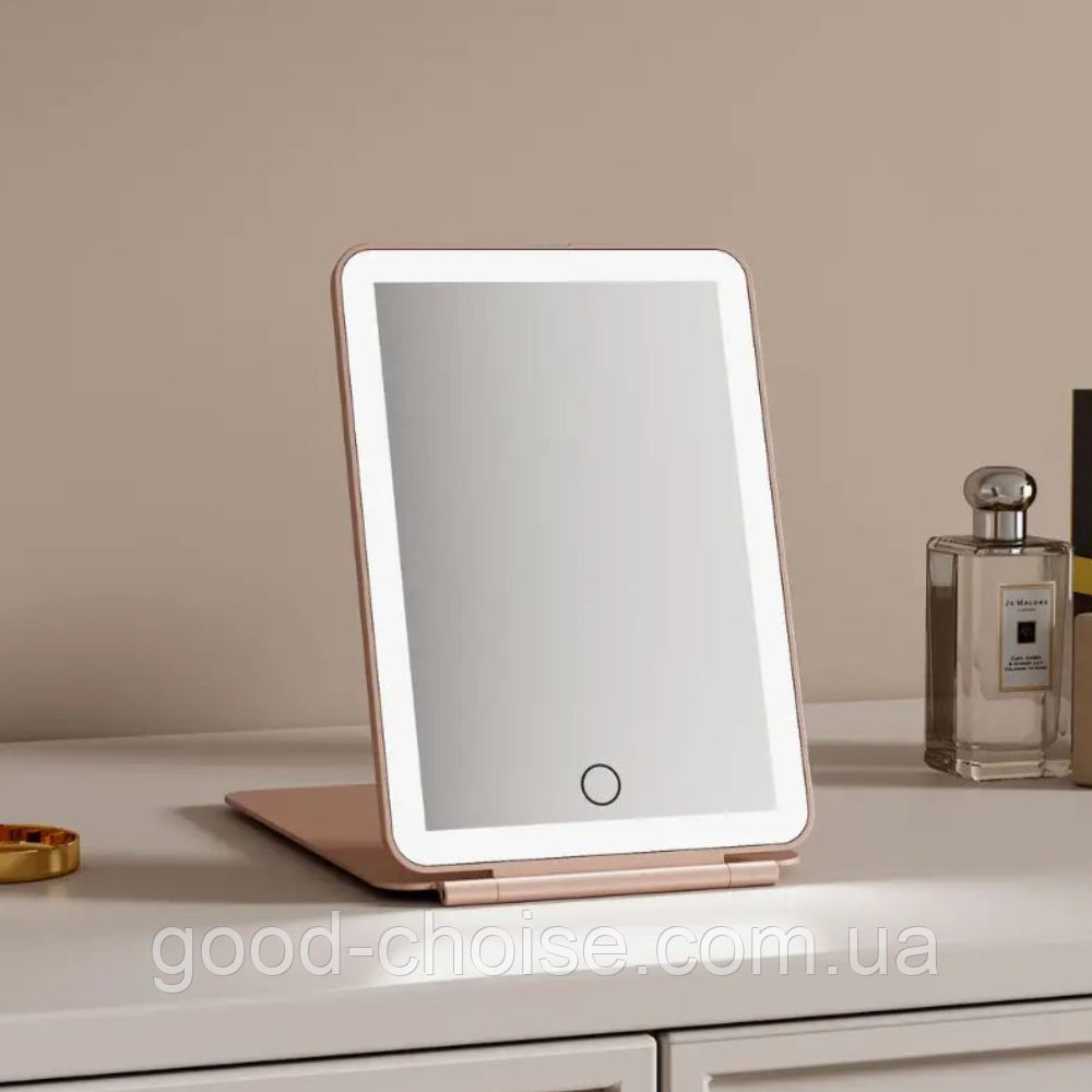 Дзеркало для макіяжу з підсвічуванням, 19.2*13*1.3 см, від USB, HB-4 / Настільне LED люстерко / Сенсорне дзеркало, фото 1