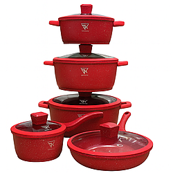 Набір каструль із гранітним покриттям 10 предметів, Top Kitchen TK0005 / Набір посуду з антипригарним покриттям