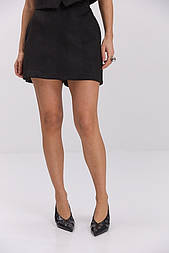 Жіночі шорти-спідниця із замші в чорному та бежевому кольорі