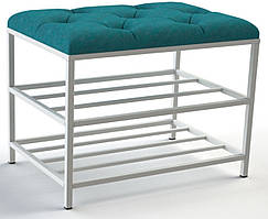 Взуттева банкетка 50см. велюр бірюзовий, каркас білий