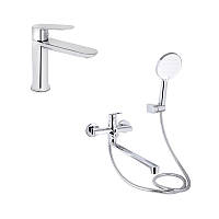 Акційний набір для Ванної кімнати Qtap Evia Змішувач для раковини QTEVI2701CRM47576 Chrome+Qtap Evia Змішувач