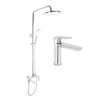 Акційний набір для душової кімнати Qtap Evia Змішувач для раковини QTEVI2701CRM47576 Chrome+Qtap Evia Душева